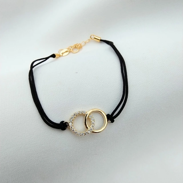 Vergoldetes Armband Schwarze Schnur RÄDER