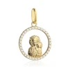 ⭐ Medaille der Mutter Gottes mit einem Kind in einem Kreis, der mit Strasssteinen ♥ besetzt Ergold
