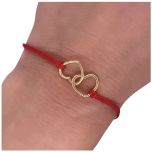 Pozłacana bransoletka Czerwony sznurek SERCA SBZ35| ERgold