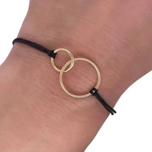 Pozłacana bransoletka Czarny sznurek KÓŁECZKA SBZ33| ERgold