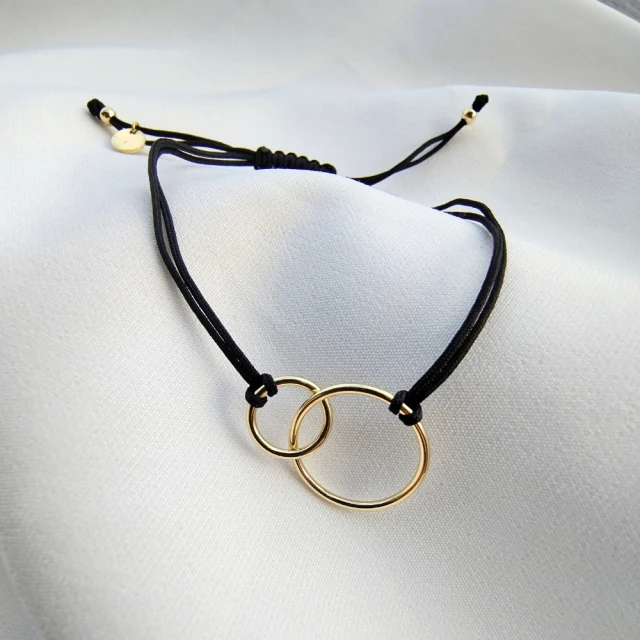 Vergoldetes Armband Schwarze SchnurRÄDER