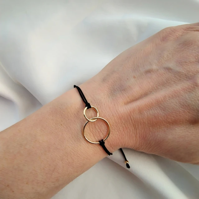 Vergoldetes Armband Schwarze SchnurRÄDER