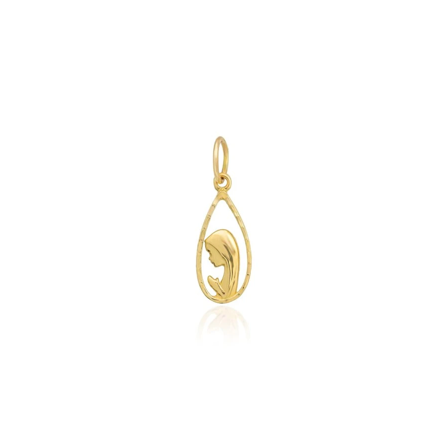 ⭐ Medaille Muttergottes betet in einem goldenen Tropfen die Kontur ♥ der Ergold