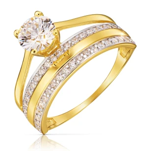 Pierścionek złoty 585 z cyrkoniami P3.1607P | ERgold
