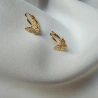 Pozłacane kolczyki KOKARDKI sztyfty biała cyrkonia| ERgold