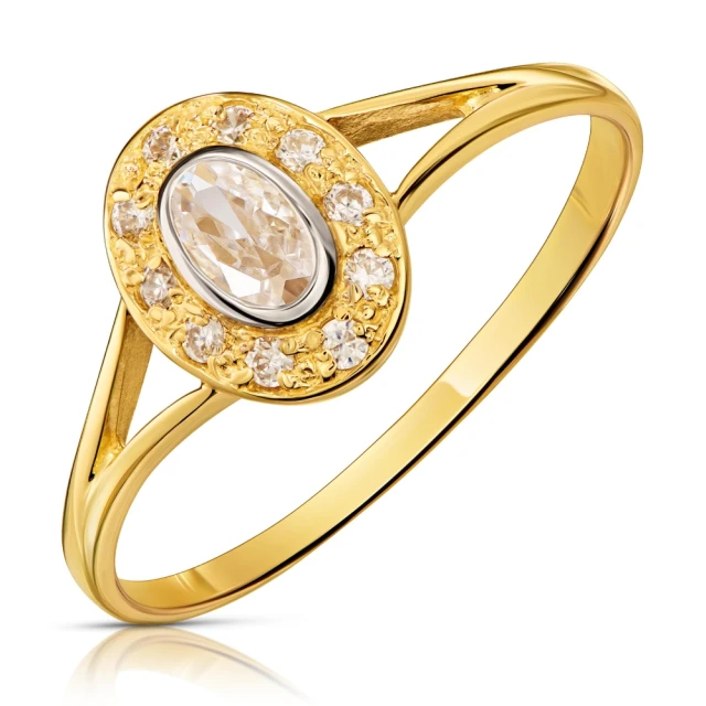 Pierścionek owalny kamień złoto 333