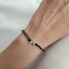 Bransoletka srebrna z motylkiem próba 925 czarny sznurek| ERgold