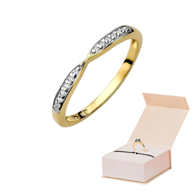 Złoty Pierścionek 585 z diamentem brylant 0,10ct