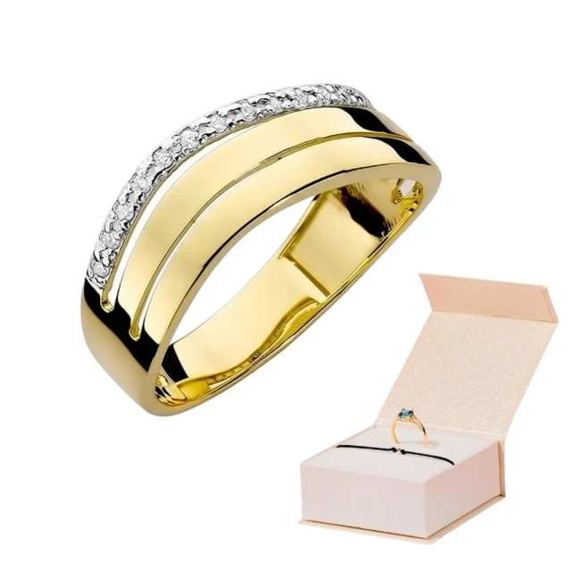 Złoty Pierścionek 585 z diamentem brylant 0,09ct