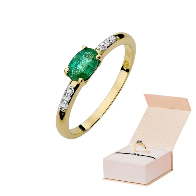 Gold Ring 585 mit Diamant Smaragd 0.40ct