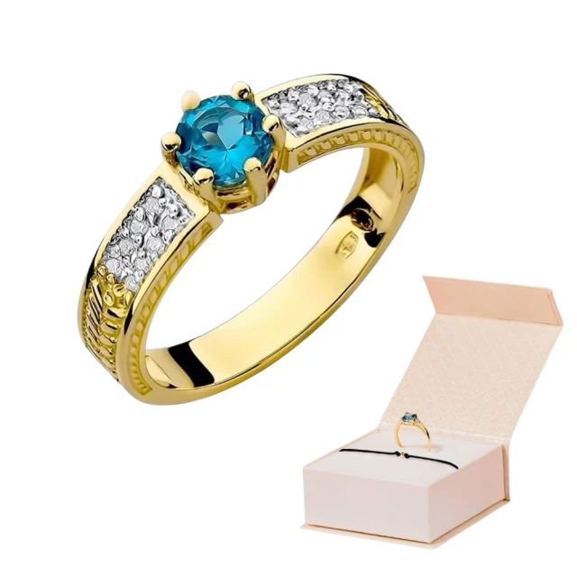 Złoty Pierścionek 585 z diamentem topaz 0,50ct