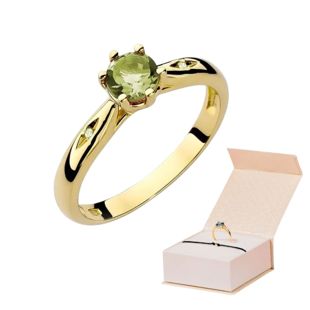 Gold Ring 585 mit Diamant Olivin 0,60ct