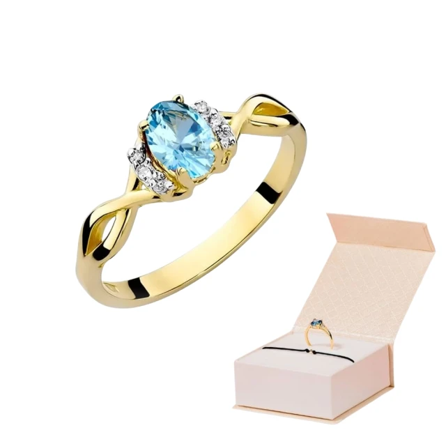 Złoty Pierścionek 585 z diamentem topaz 0.50ct