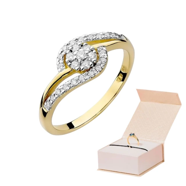 Złoty Pierścionek 585 z diamentem brylant 0,17ct
