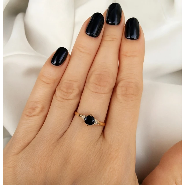 ピアス *martha in the garret* relevev Pierścionek z żółtego złota z diamentami - serca - 0,02 ct