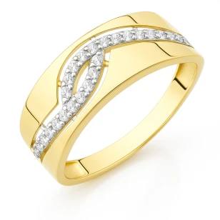 Gold Eingestreuter Ring Zirkonia-Geflecht prba 585 P1.23P | ergold