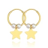 Goldene Ohrringe des Eclat Pearl Wheel mit Sternprobe 585 | ergold