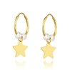 Goldene Ohrringe des Eclat Pearl Wheel mit Sternprobe 585 | ergold