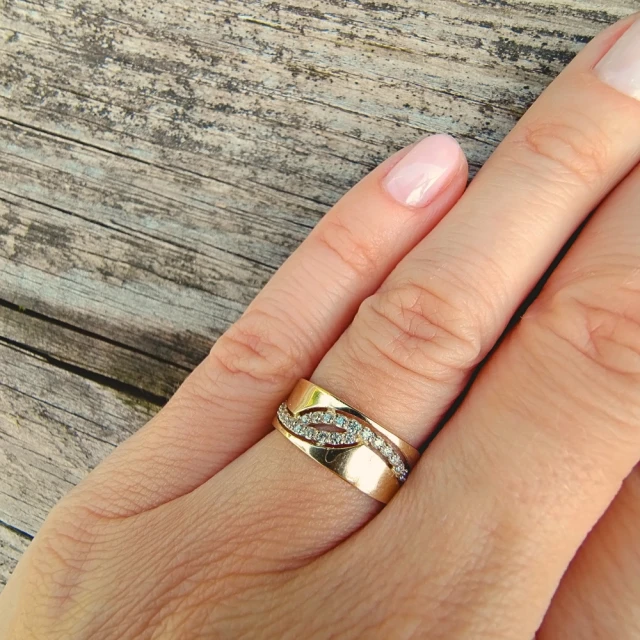 copy of Gold Interspersed Ring Zirconie Geflecht 585