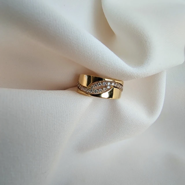 copy of Gold Interspersed Ring Zirconie Geflecht 585