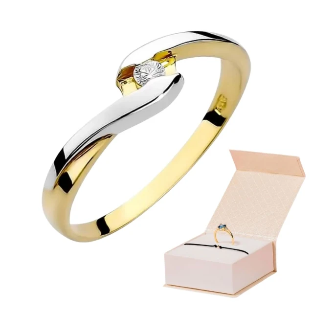 Złoty Pierścionek 585 z diamentem brylant 0,05ct