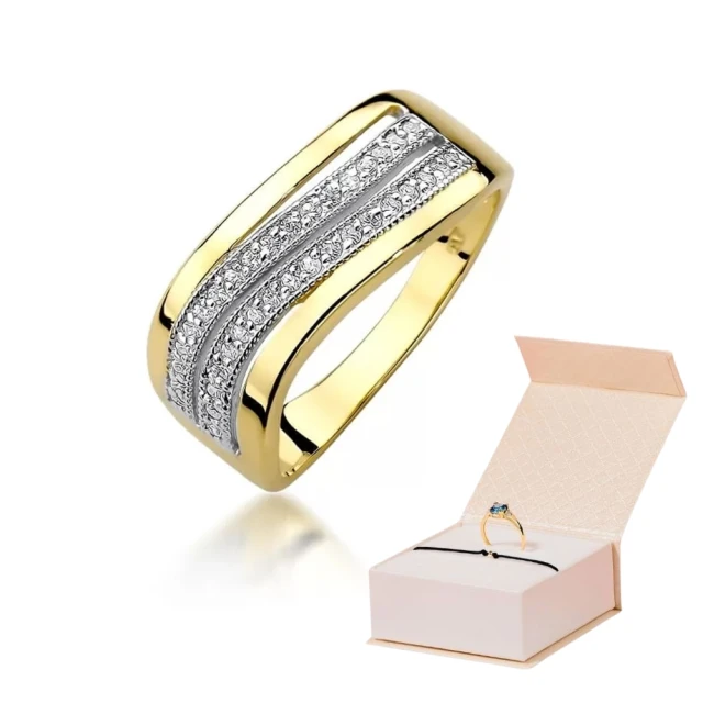 Złoty Pierścionek 585 z diamentem brylant 0,18ct
