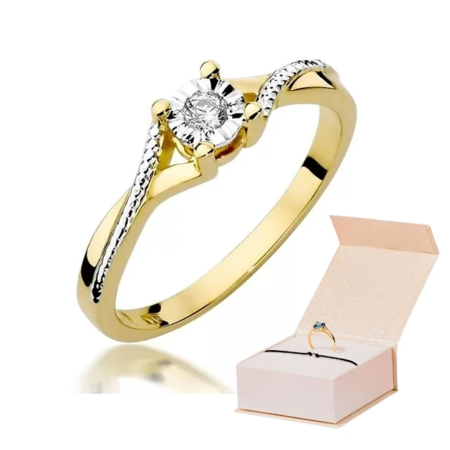 Złoty Pierścionek 585 z diamentem brylant 0,08ct
