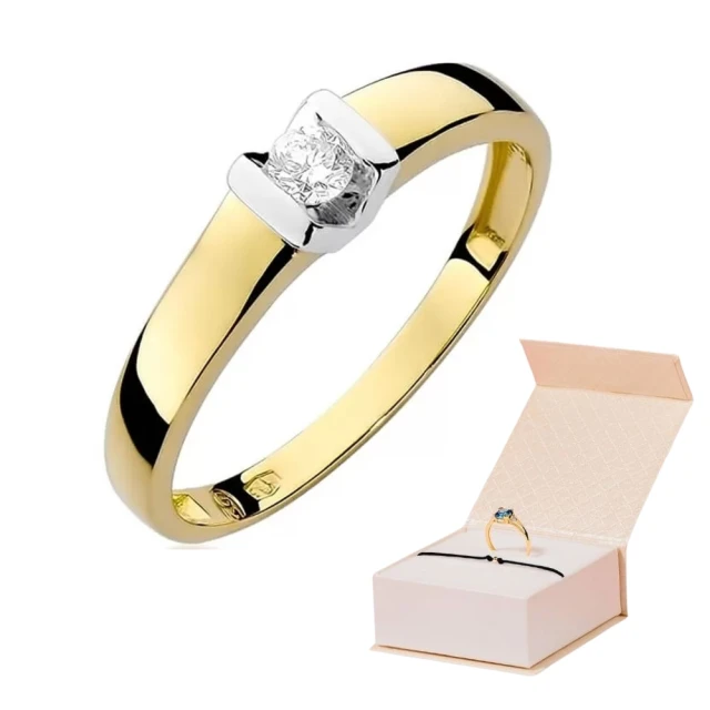 Złoty Pierścionek 585 z diamentem brylant 0,10ct
