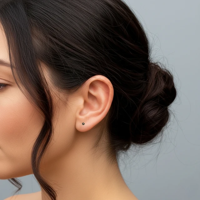 Delikatne kolczyki złote z czarną cyrkonią 333