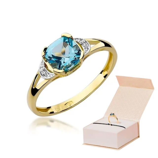 Złoty Pierścionek 585 z diamentem topaz 1,10ct