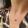 Srebrny naszyjnik diamentowane serce czarne SN029|ERGold