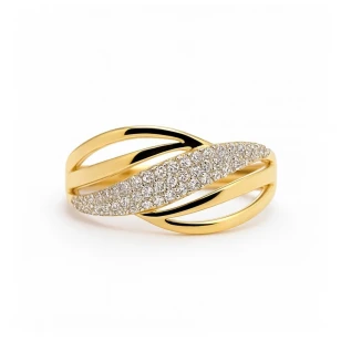 Eingestreuter Goldring mit feinen Strasssteinen P3.1560 | ergold
