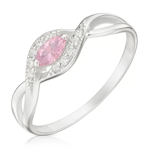 Srebrny Pierścionek duży kamień Różowa Cyrkonia