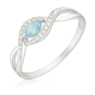 Srebrny Pierścionek duży kamień Błękitna Cyrkonia