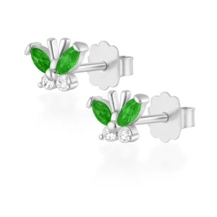 Srebrne kolczyki motylki zielone KS1.158z | ERgold