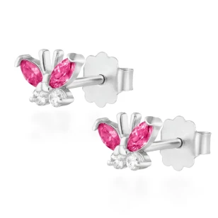 Srebrne kolczyki motylki rubinowe KS1.158cz | ERgold