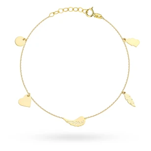 Złota bransoletka próba 585 z zawieszkami