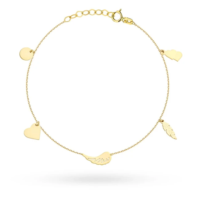 Złota bransoletka próba 585 z zawieszkami