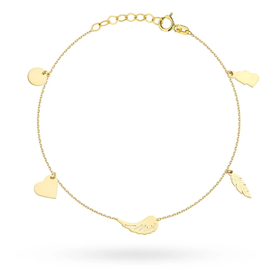 Złota bransoletka próba 585 z zawieszkami