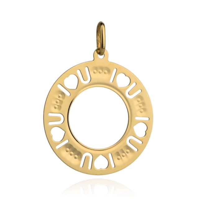 Złota zawieszka próba 585  I 🤍 U