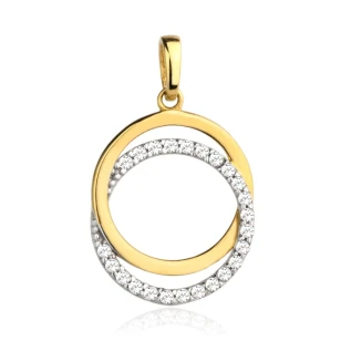 Złota zawieszka 585 kółka i cyrkonie