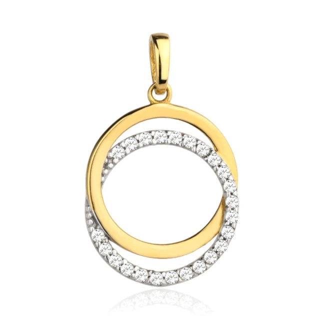 Złota zawieszka 585 kółka i cyrkonie