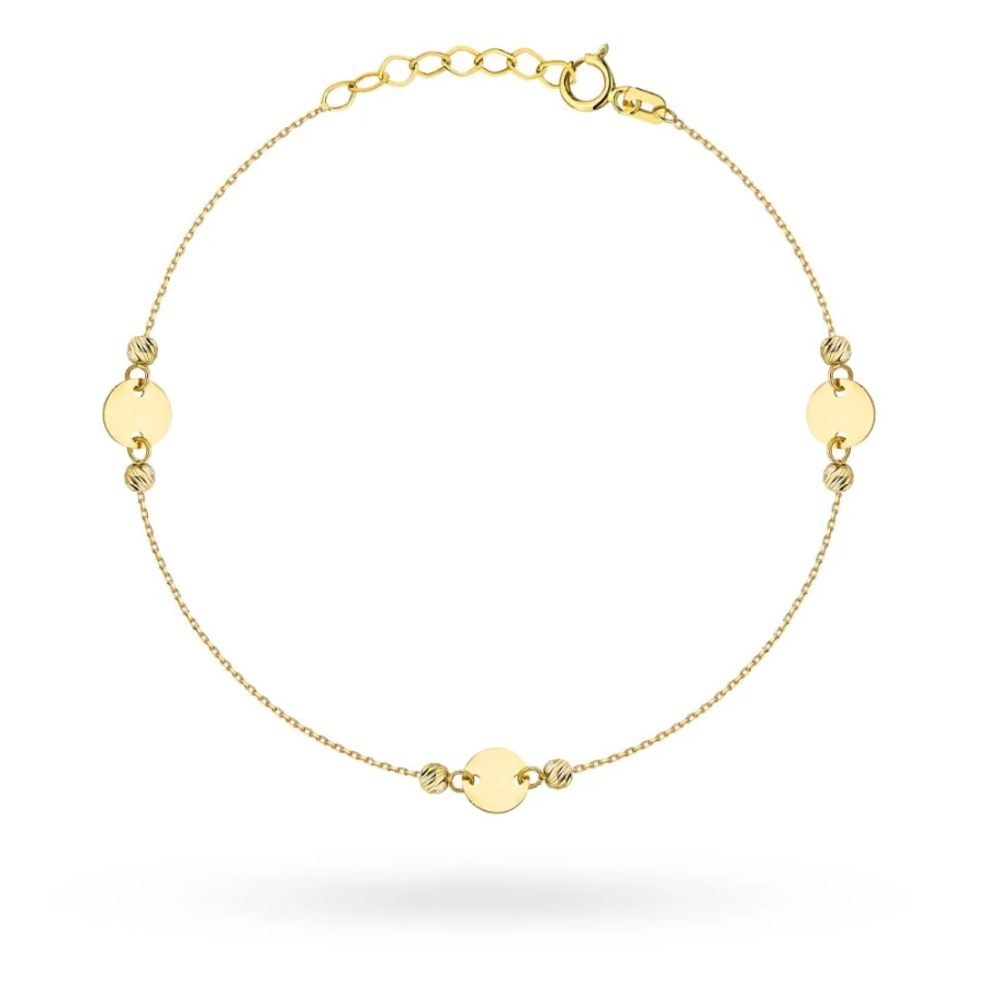 Bransoletka złota pełne kółeczka i diamentowane kulki