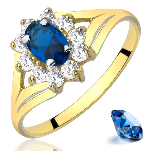 Modischer Goldring mit Strasssteinen Marquise Blue