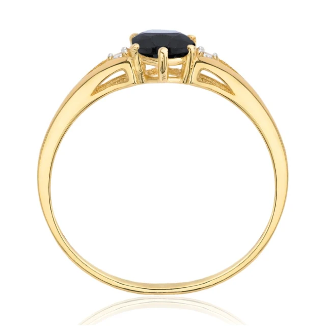 Złoty pierścionek z czarnym oczkiem próba 375