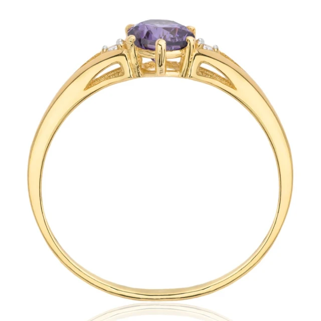 Pierścionek zaręczynowy fioletowy kamień próba 375