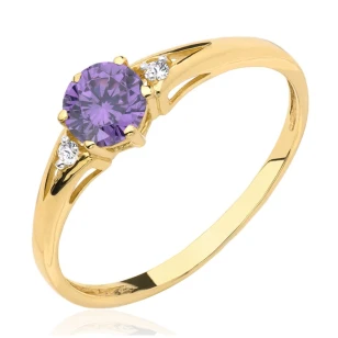 Pierścionek zaręczynowy fioletowy kamień próba 375 | ERgold