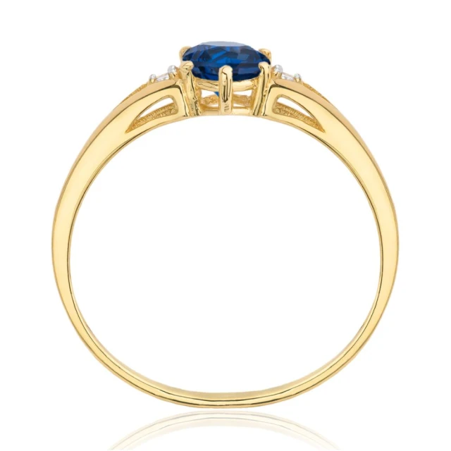 Pierścionek z niebieskim oczkiem złoty próba 375