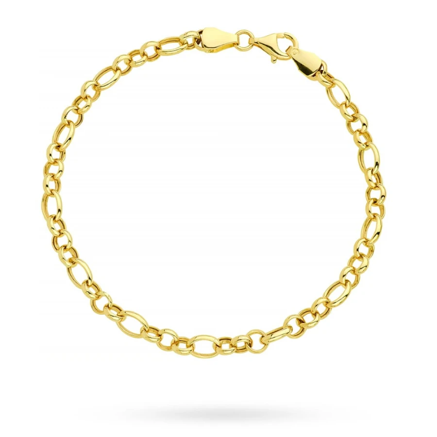 Złota bransoletka próba 585 splecione kółka i owale