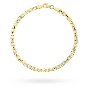 Złota bransoletka 585 diamentowana dwa kolory złota